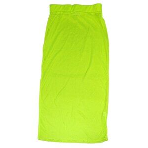 Long Cover Up Skirt Neon Yellow GeeGee Womens Med Swim Wear Polyester New
